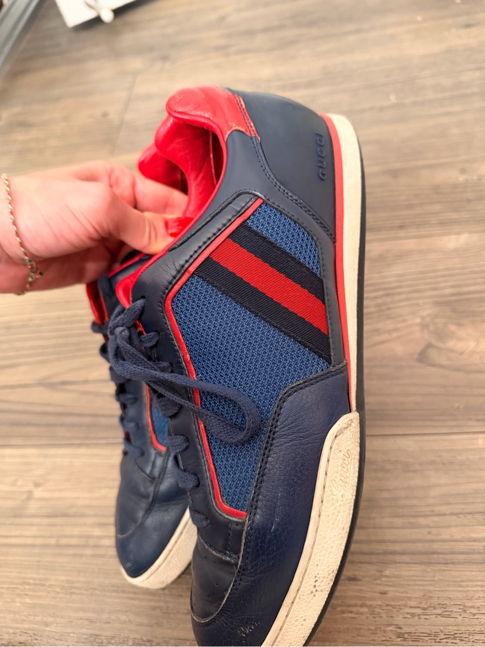 Gucci Tennis 83 Men's Navy and Red Sneakers - Picture 6 of 12